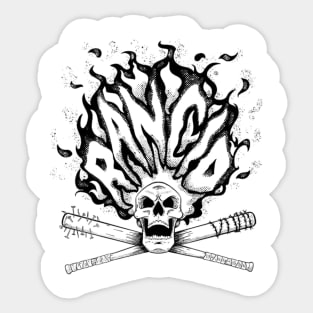 Skull Head Fire Of Rock Punk Black Sticker